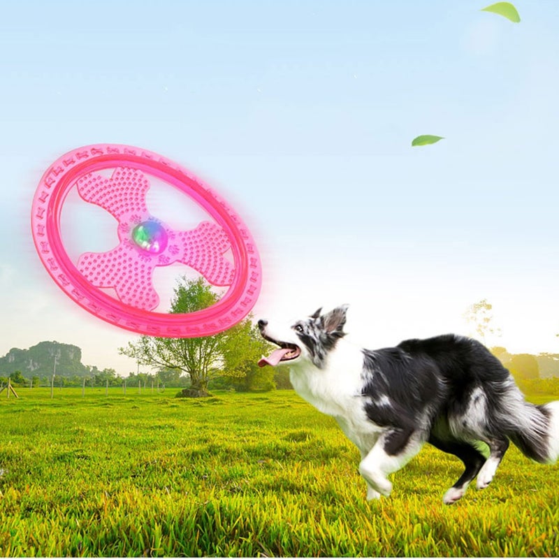 Wandrola Flying Disc Dog Sport Toy with Flashing LED Lights, Light Up Pet Disk for Ultimate Night Time Play, Pink - Image 5